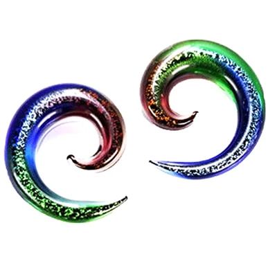 BOG-Pair 5-12mm Pyrex Glass Twist Spiral Ear Taper Stretcher Tunnel Plugs Piercing Expander Jewelry Ear Gauge Weights Hanger - Окраска металла: Золотой цвет