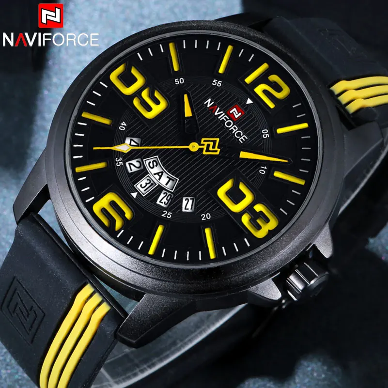 

Men Sports Watches Quartz Watch NAVIFORCE Fashion Casual Brand Rubber Watches For Men Waterproof Wristwatches Relogio Masculino