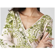 2017 summer new women's dress fashion sexy long-sleeved V-necklace dress sequins short section dress