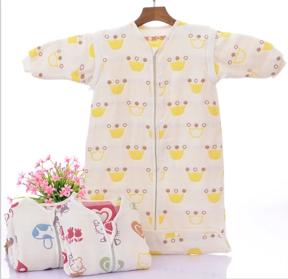 

0-5 years Baby Sleeping Bag Long Sleeve Sleepware Muslin Cotton Baby Envelope Swaddle Children Sleepsack Baby Sleepwear Clothes