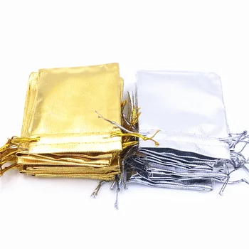 

100Pcs Mixed Gold & Silver 7x9cmOrganza Bag Jewelry Pouch BagChristmas Wedding Bridal Birthday Party Gift Bags & Pouches