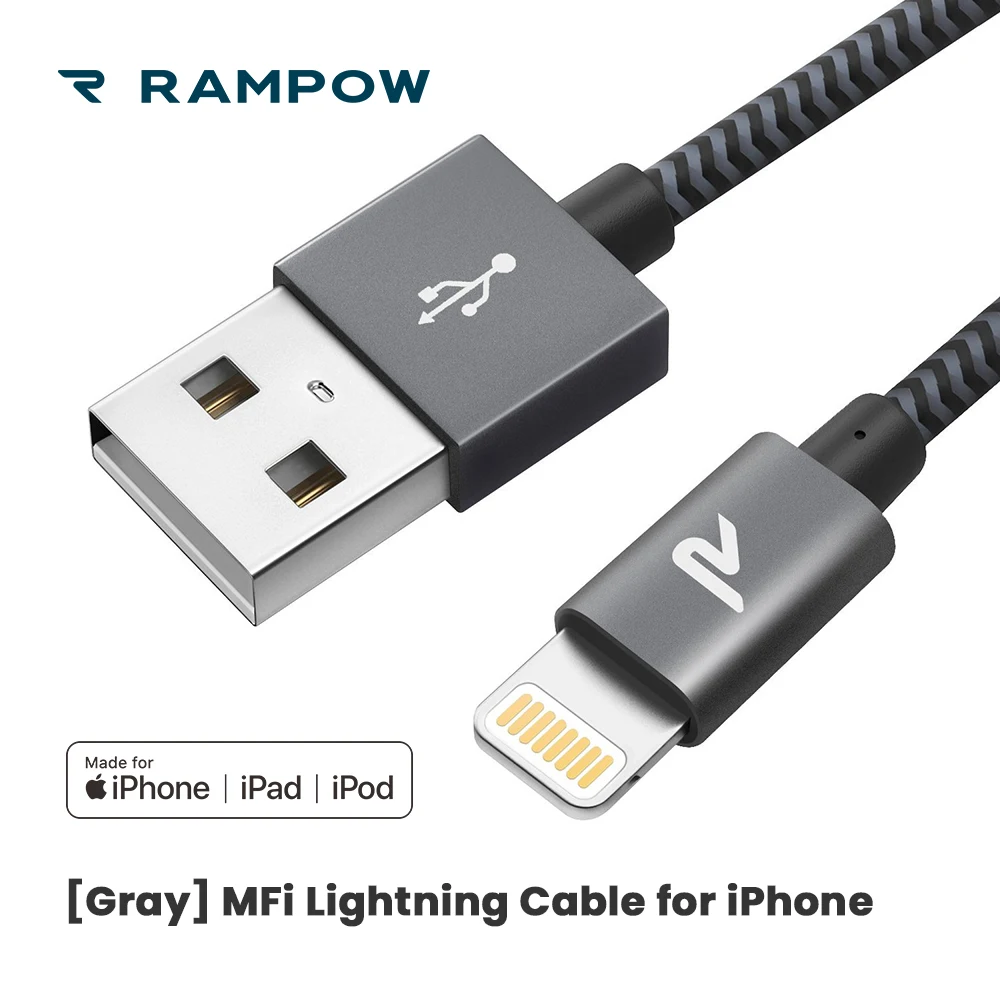 

[Lifetime Warranty] RAMPOW USB Cable for iPhone X, MFi Lightning Cable for iPhone Cable 5V/2A Fast Charging for Apple Cable