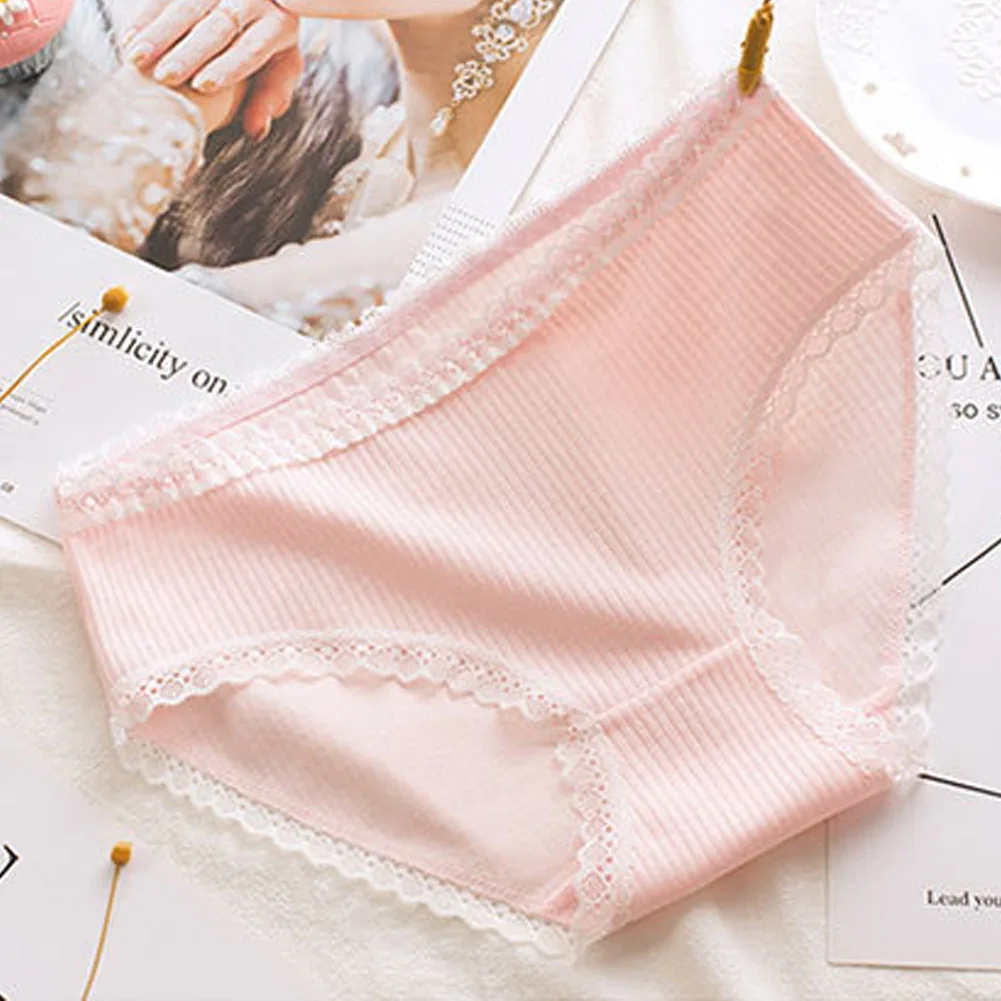 YJSFG HOUSE Women Panties Girl Cotton Lace Underwear Briefs Comfortable