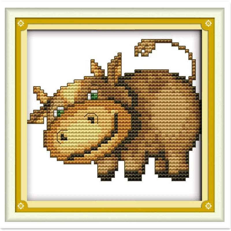 

The Baby Hippopotamus Painting Cross stitch kit Chinese Counted Cross Stitch Pattern DIY Set Home Decor 11CT Printed On Canvas