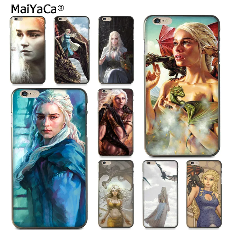 

MaiYaCa Daenerys Targaryen Mother Dragon Diy Colorful Printing phone case for Apple iPhone 8 7 6 6S Plus X 5 5S SE 5C case Cover