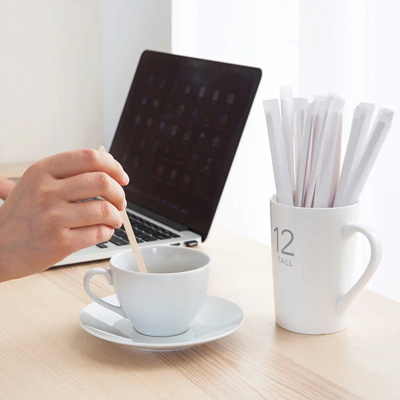

19 cm long handle Disposable Coffee stirrer separate packing stir bar for milk Tea Drink Wooden Stirring Rods Bar Cafe Tools