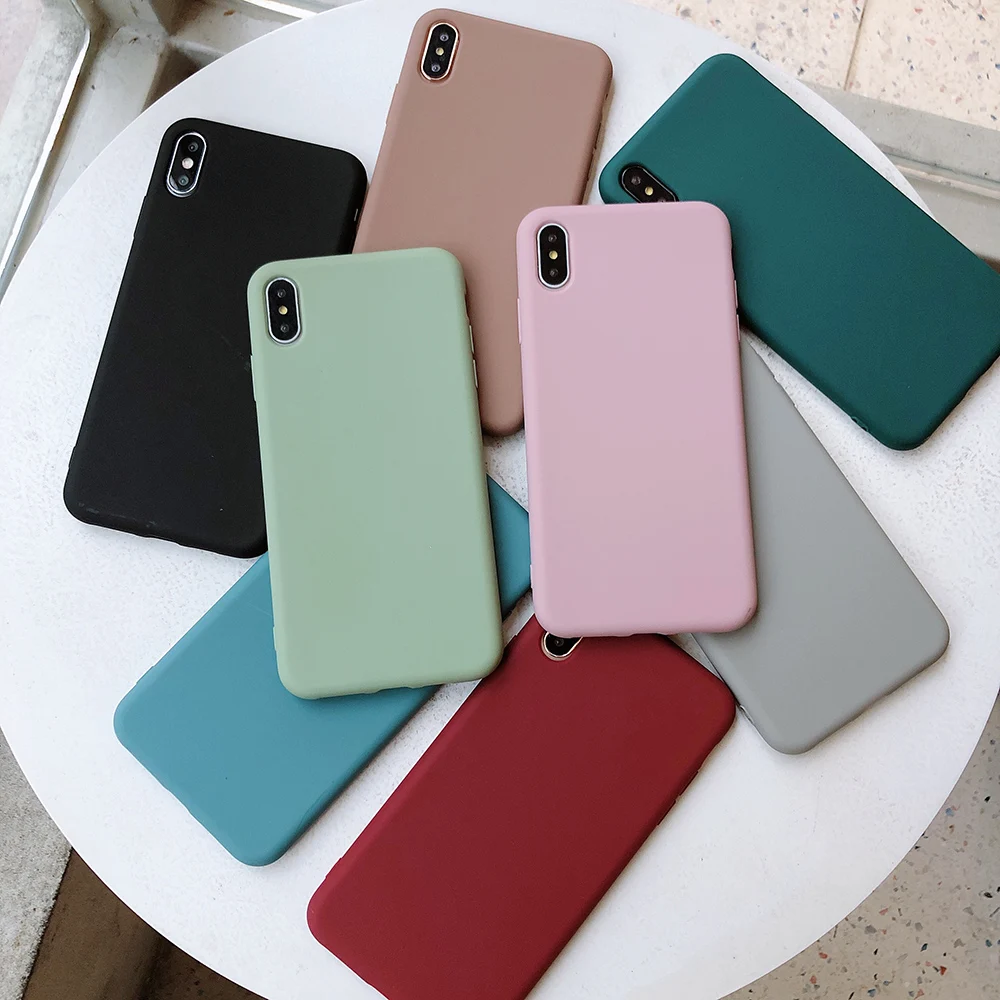 SANGOLD сплошной цвет силиконовый чехол s для iphone XR X XS Max 6 6S 7 8 Plus милый карамельный цвет мягкий простой модный чехол для телефона