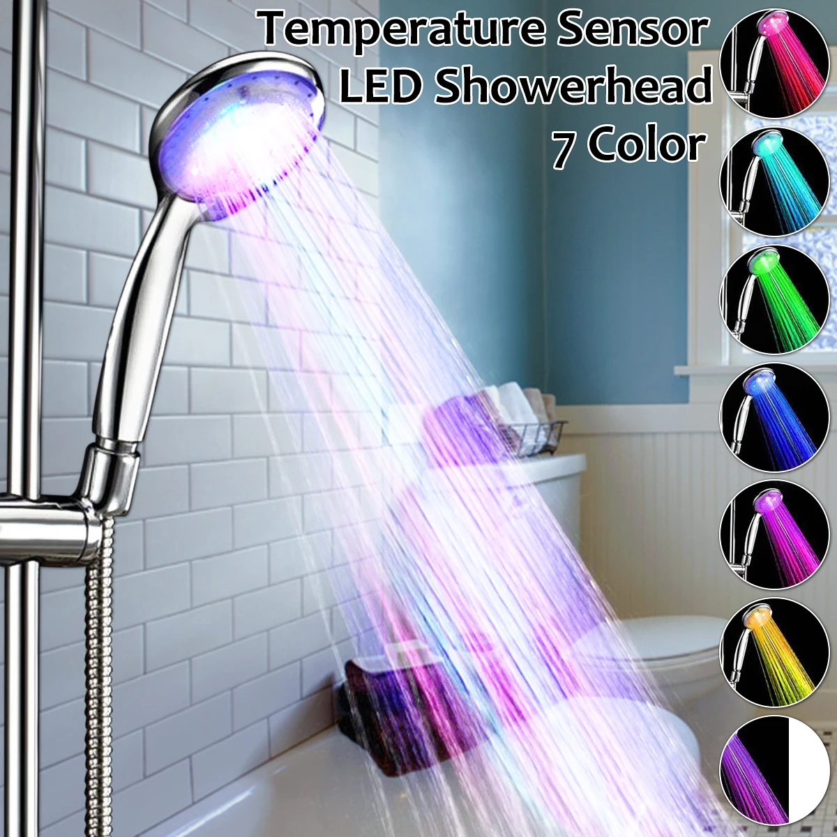 

Xueqin Automatic LED Light Shower Head 7 Colors Changing Handheld Bath Sprinkler for Bathroom Temperature Control Water Saving