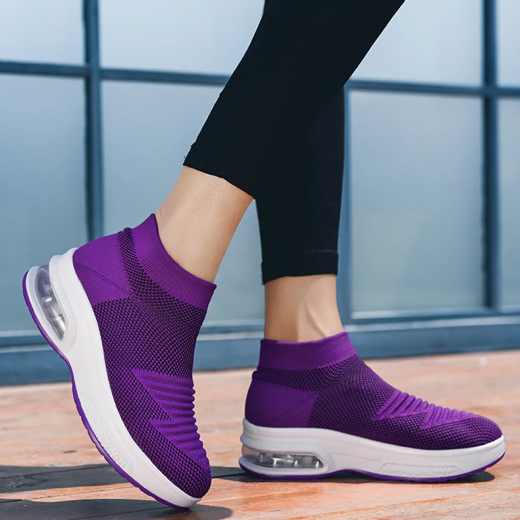 

Running Shoes For Women Flying Woven Socks Sports Shoes Women Wedge Air Max Sneakers Female Leisure Fitness 2019 New