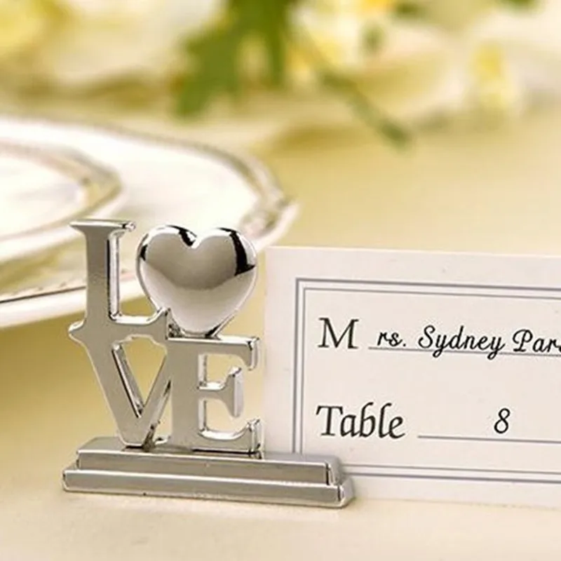 

10pcs Wedding Decoration place card holder Wedding guests Metal Love place card Rcard holder wedding event & party supplies