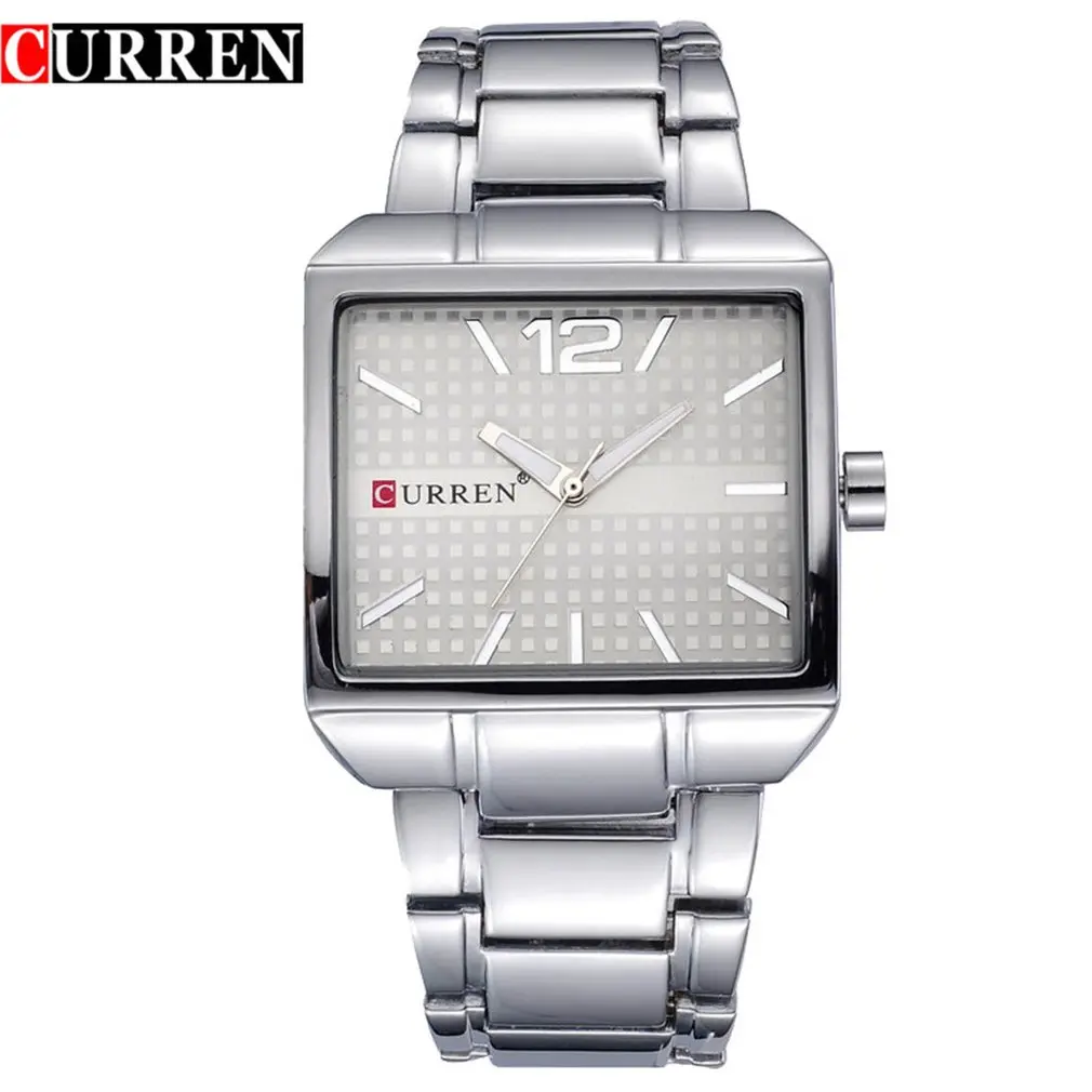 

CURREN 8132 Fashion Square Men and Women Neutral Steel Belt Water Resistant Watch Casual Quartz Waterproof Watch