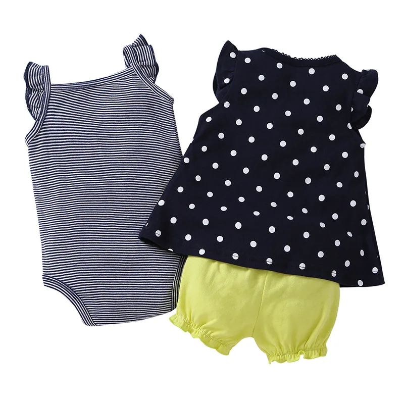 Комплект одежды для маленьких девочек, платье боди из 3 предметов(короткое платье+ боди без рукавов+ шорты-памперсы) Bebes