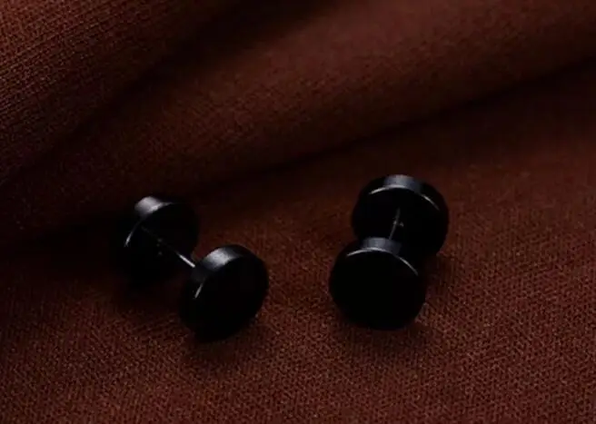 4,6, 8,10, 12,14 мм Мужские и женские титановые стальные гипоаллергенные черные круглые серьги-Штанги Гантели поддельные затычки для ушей - Окраска металла: 12mm