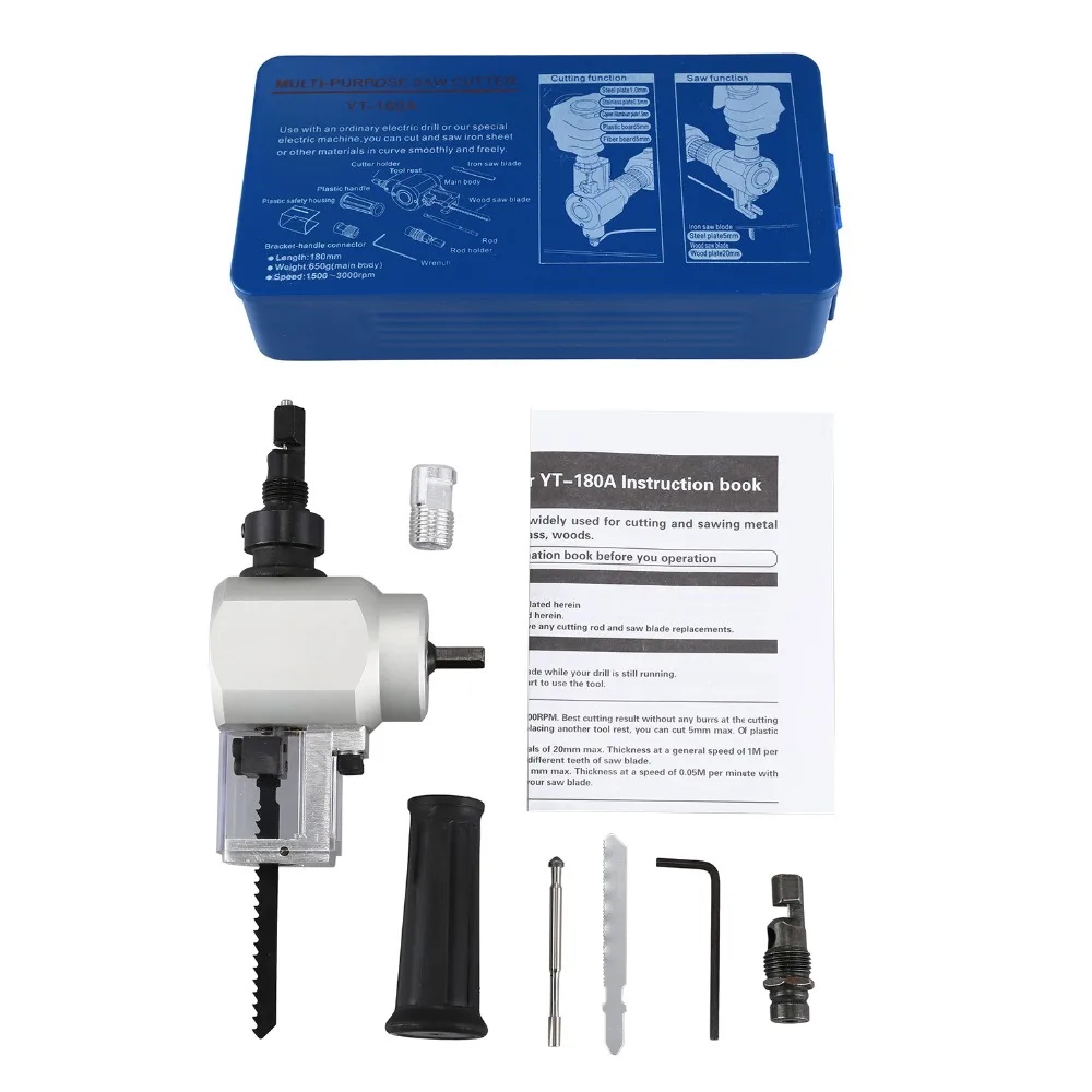 Koop Nieuwe Metalen Snijden Double Head Gezinsblad Nibbler Saw Cutter Tool Boor Attachment Gratis Snijgereedschap Nibbler Plaatwerk Handgereedschap