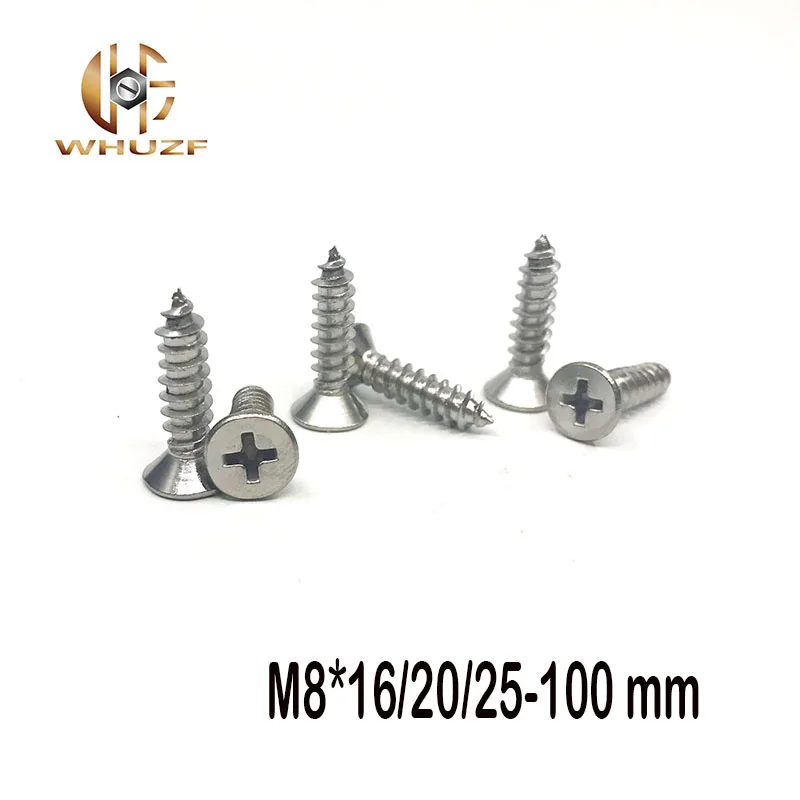 M8*16/20/25-100 mm 304 Stainless steel self-tapping screws cross countersunk head tapping screw flat | Обустройство дома