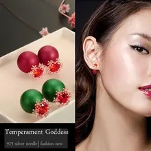 

Fashion Korean version of the zircon earrings female festive red snow earrings pearl temperament goddess 925 silver needle