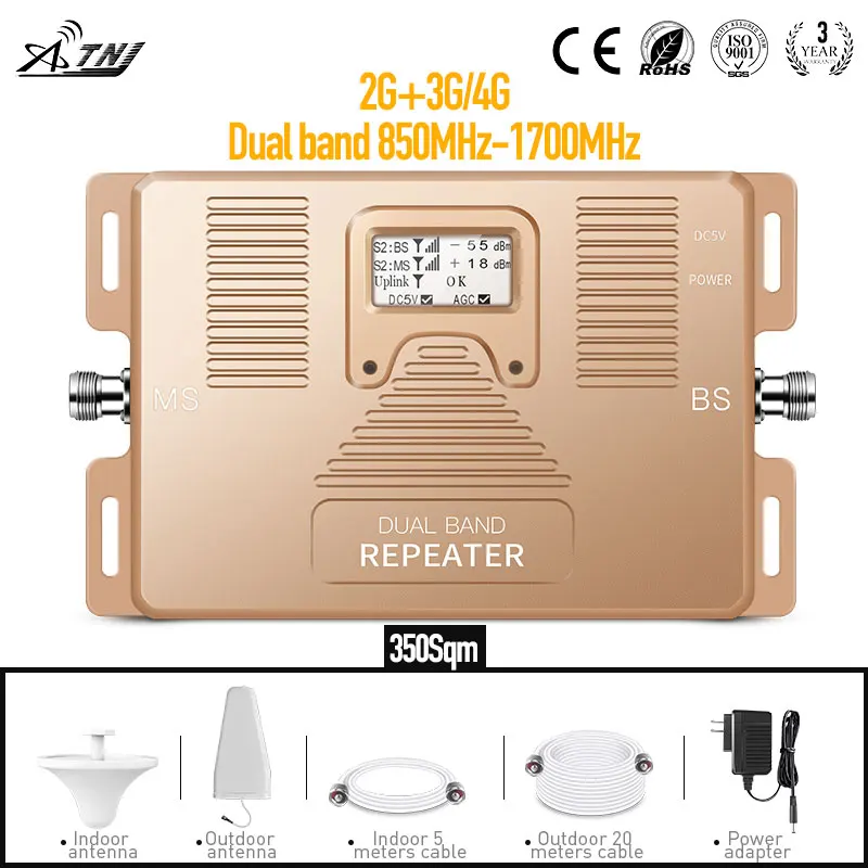 

Large coverage, 2g 3g 4g cellular signal repeater with LCD dual band 850/ AWS1700mhz cellphone signal amplifier for America use