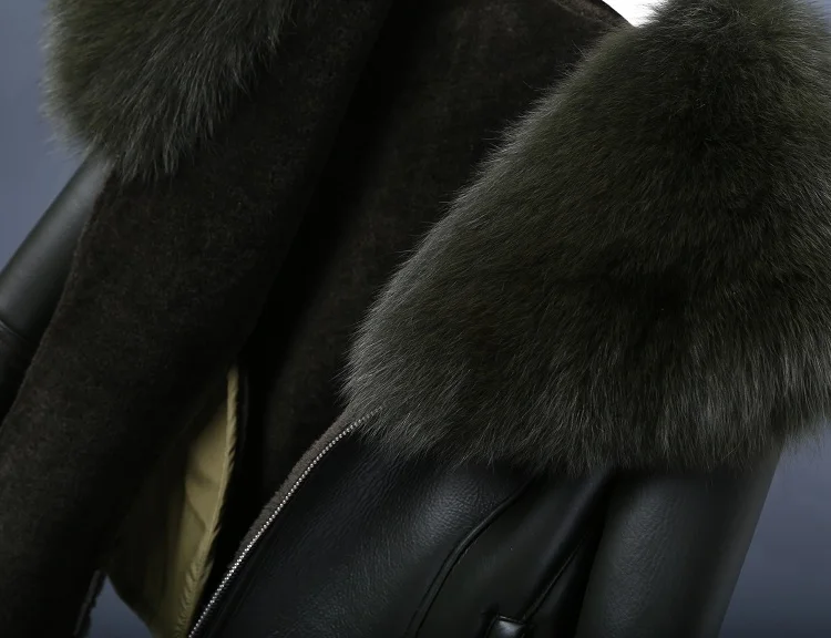 YMOJNV Женская куртка из натурального меха Мериносовой овцы, зимняя куртка с воротником из натурального меха лисы, куртка-бомбер из натуральной овчины, кожаные пальто