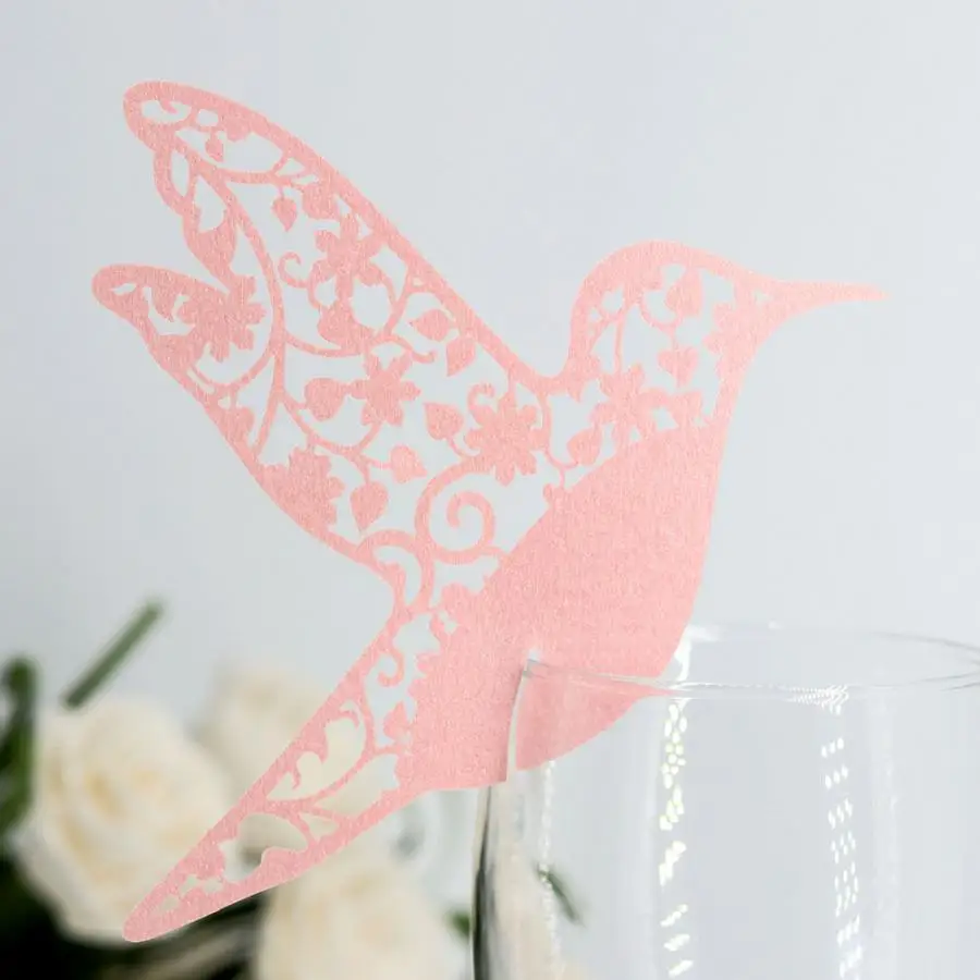 

50pcs Bird Laser Place Name Card Cup Paper Card Table Mark Wine Glass Wedding Favors Party Decoration Wedding Favor Decoration