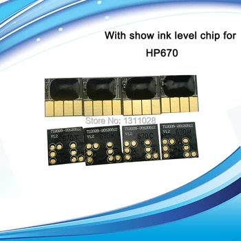 

For HP670 Compatible inkjet chip SHOW INK LEVEL for HP670 Ink cartridge for HP 4615 4625 5525 ,1SET,4 PCS, free shipping