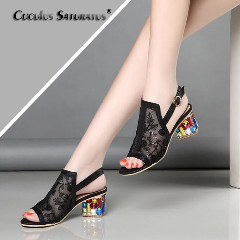 Cuculus 2018 New Summer Wedge Heels Women Sandals Open Toe Fish Head Platform Shoes High Heels Slingbacks Women Shoes X903