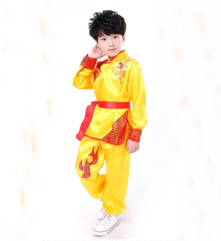 Китайский костюм красный Детский традиционные для ушу форма костюм для детей кунг-фу одежда для девочек мальчик танец мальчики девочки комплект для выступлений