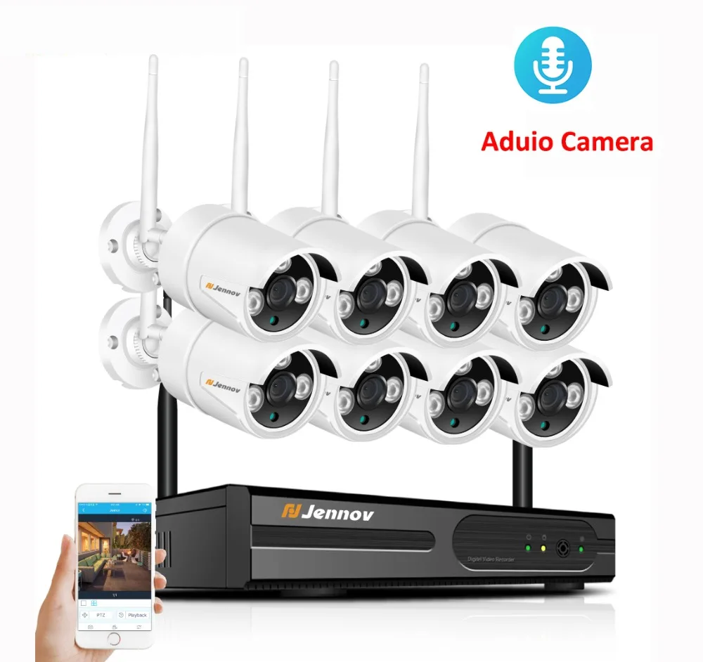 

New Arrival 8CH 1080P Home Wireless Security Camera System Audio Record CCTV NVR wifi Set Video Surveillance Kit System HD P2P