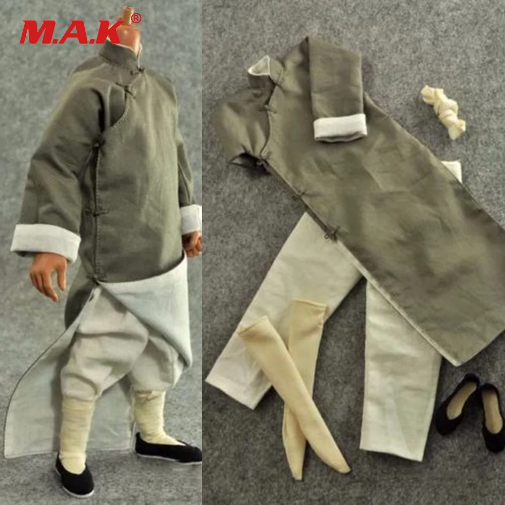 1/6 шкала мужская одежда китайский костюм кунг-фу длинный серый халат костюм Одежда для 12 ''фигурка тела