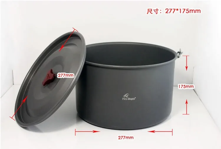 Высокая емкость Кемпинг горшок 8L для 6-8 человек уличный Пикник готовка кухонная посуда подвесной горшок чайник огонь клен FMC-215 810 г