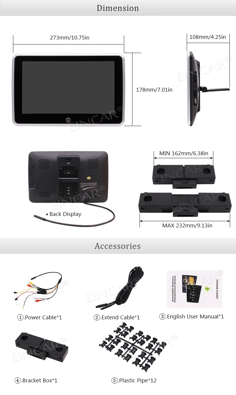 Top Android 6.0 Rear-Seat Entertainment System Screen with High Resolution 1366*768 Suport USB/SD/HDMI Port and WiFi 10.1 Inch Ultra 5