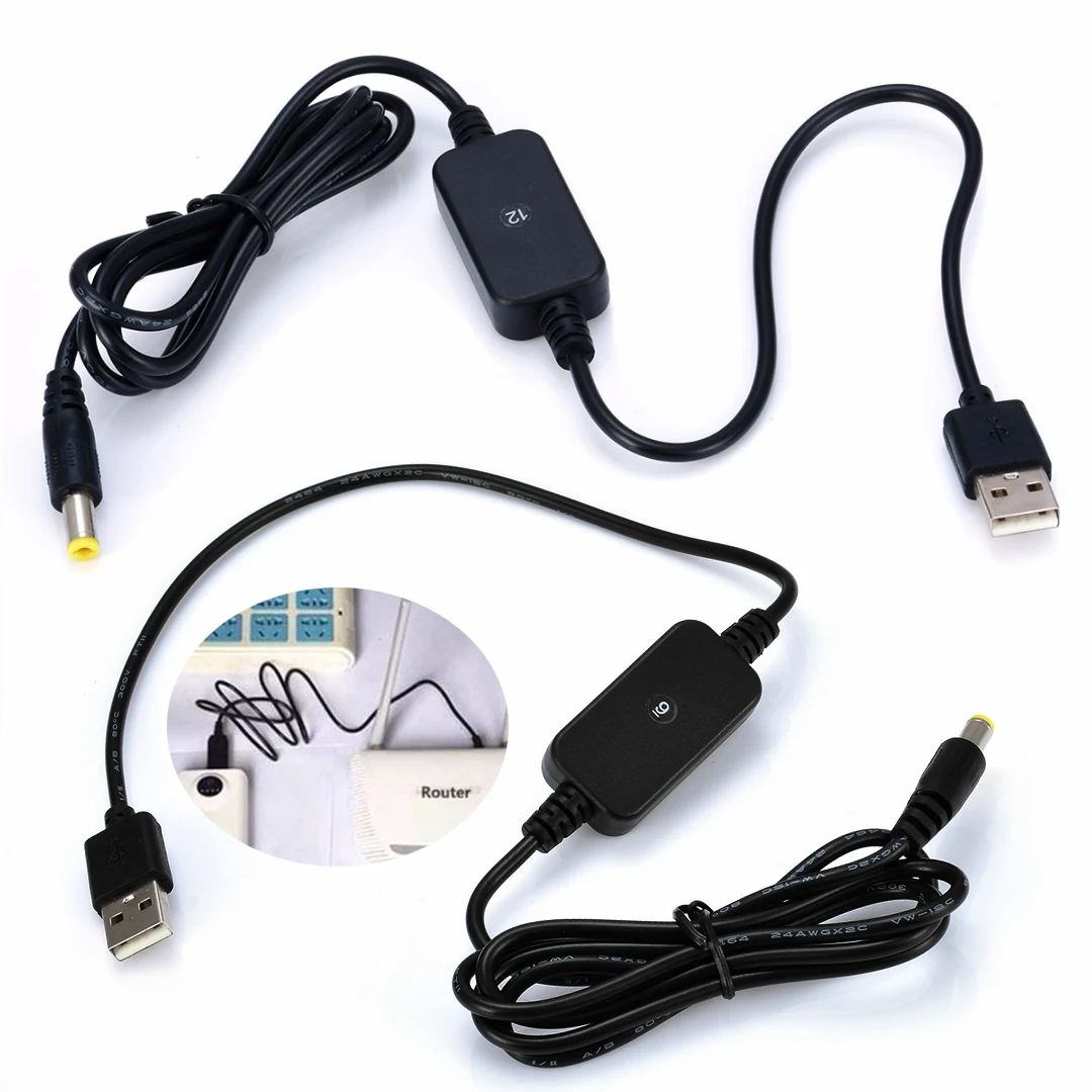 DC - DC Converter Adapter Cable USB 5V to 9V/12V DC Jack 5.5x2.1mm Electrical Step-up Power Module Power Supply Line