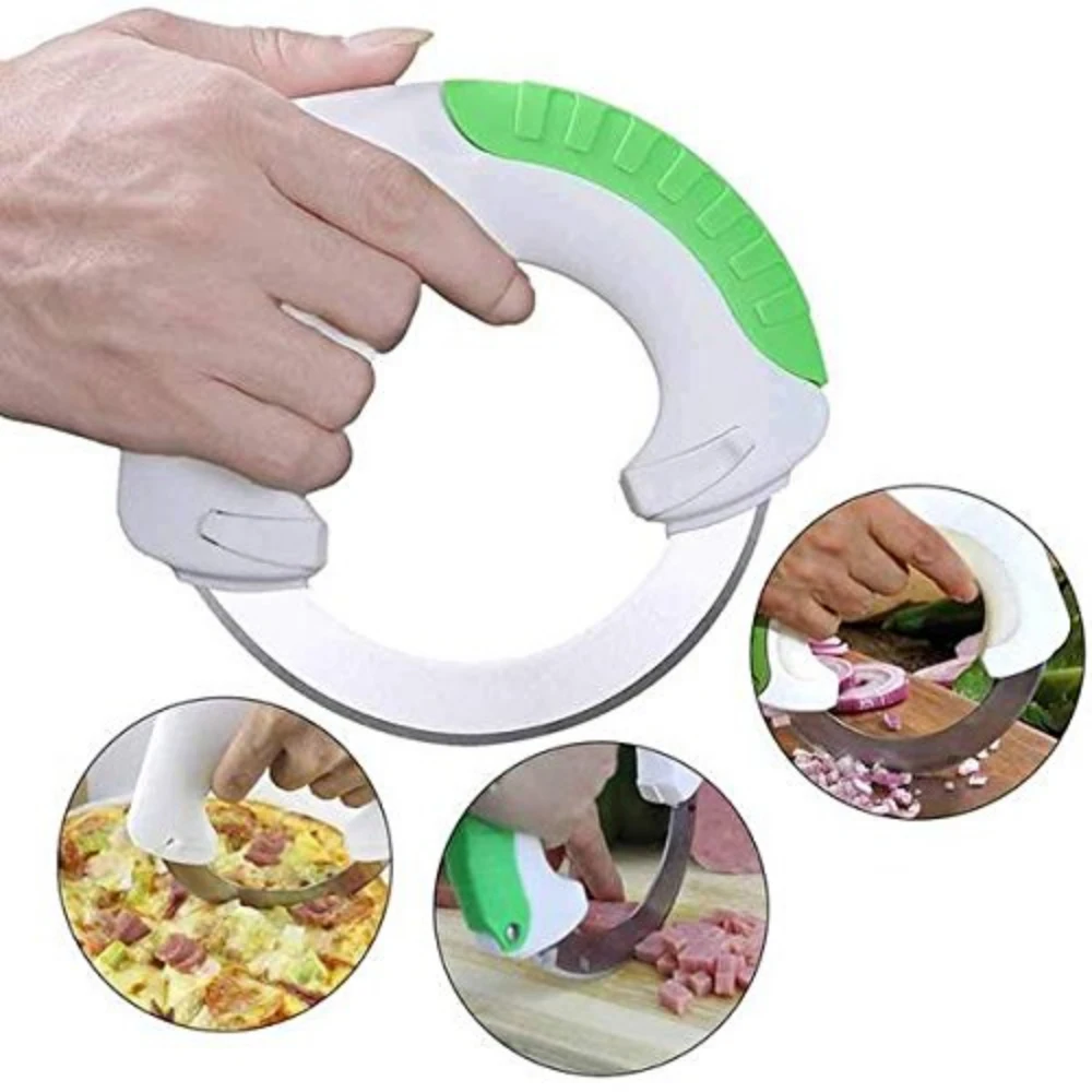 

Stainless Steel Rolling Circular Knife Kitchen Cutter Vegetable meat Chopper Kitchen Knife with Hanging Hook