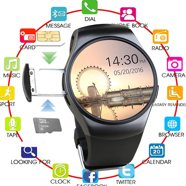 

NEW Style KW18 Bluetooth Smart Watch Men Women Support Heart Rate Monitor SIM LET 3G 16GB TF Card Smartwatch for Android IOS