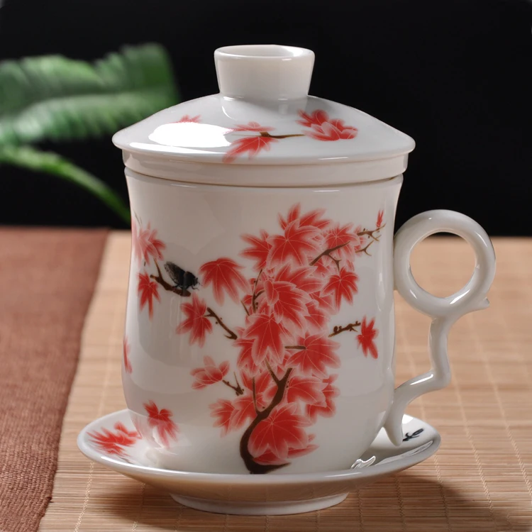 Цзиндэчжэнь керамический чайный набор ручная роспись синий и белый фарфор одна чашка с крышкой фильтр встреча в офисе чайная чашка