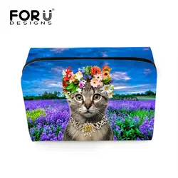 Forudesigns Мода 2017 г. леди дорожная сумка милые Товары для кошек с Макияж сумка Для женщин бренд косметичка животного несессер