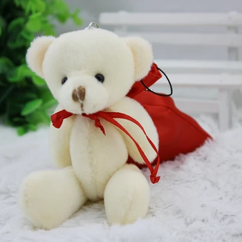 

12PCS/lot Mini Soft Velvet Bears Dolls Stuffed Animals Plush Toy Candy Bag For Promotion, Wedding Birthday Christmas Gift bears