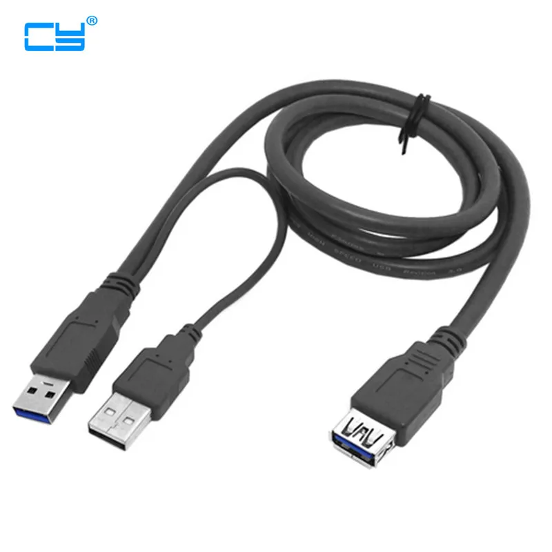 

60cm Y type Super Speed cable two Dual USB 3.0 A Male to USB Female for external Hard Disk with extra power