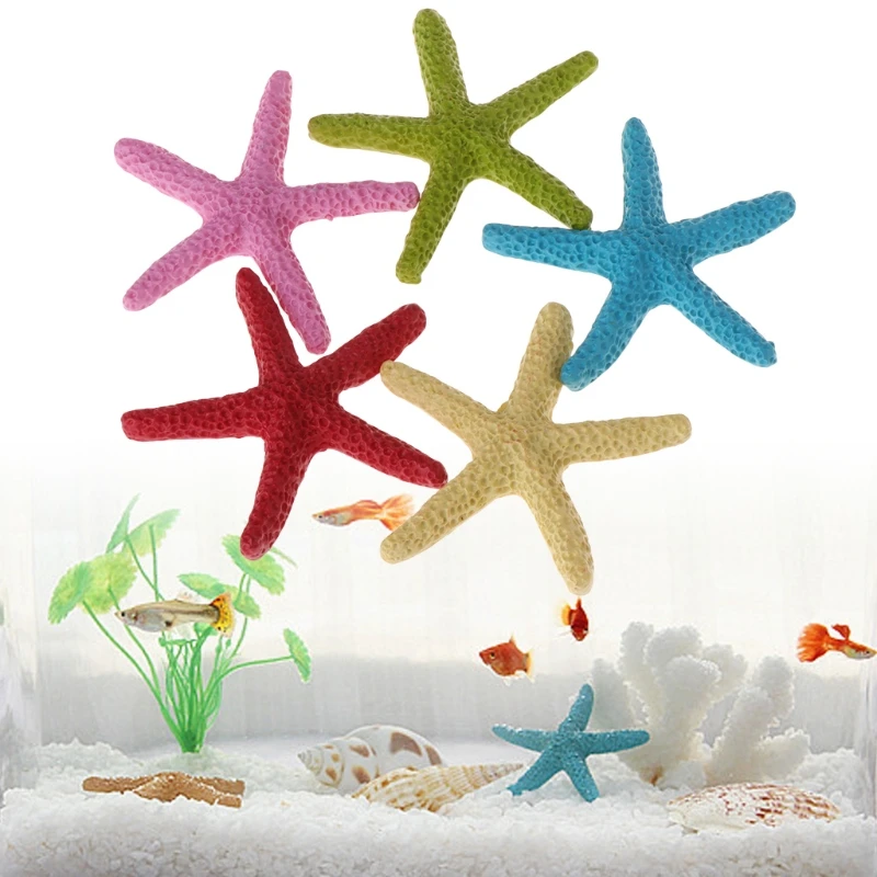 7haofang 5pcs Fish Tank Artificial Starfish Decoration Aquarium Ornament Resin Simulation