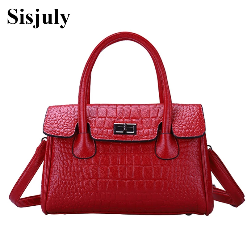 

Sisjuly Luxury Alligator Leather Handbag Women Bags Female Designer Shoulder Crossbody Bag 2019 Women Tote Bag Big Sac a mian