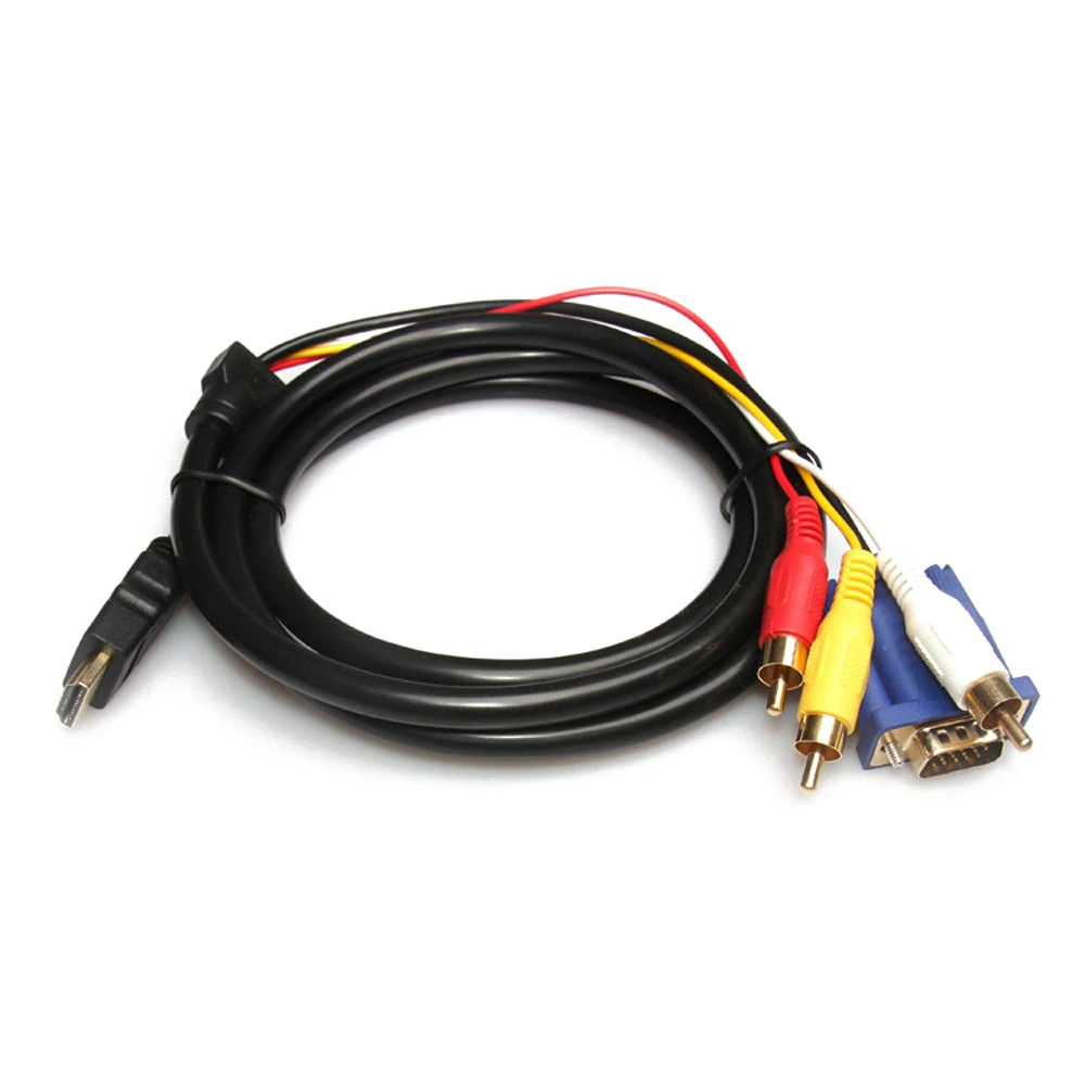 MAHA 1.8m/6ft Pure Copper HDMI to VGA 3 RCA Composite RGB Adapter Cable