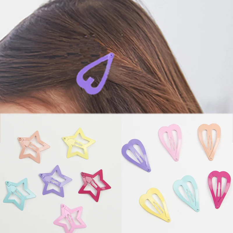 

5PC/Pack kawaii candy color hairpin heart-shaped stars design Korean fashion BB clip alloy sweet beauty jewelry hair accessories