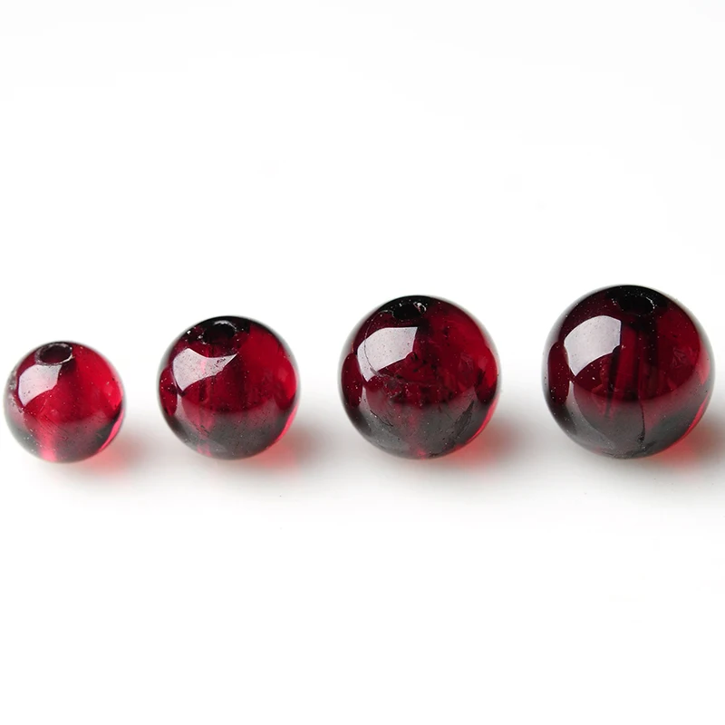 

Natural Wine Red Pomegranate Shishanju round beads DIY jewelry bracelet with beads semi-finished beads material Genuine