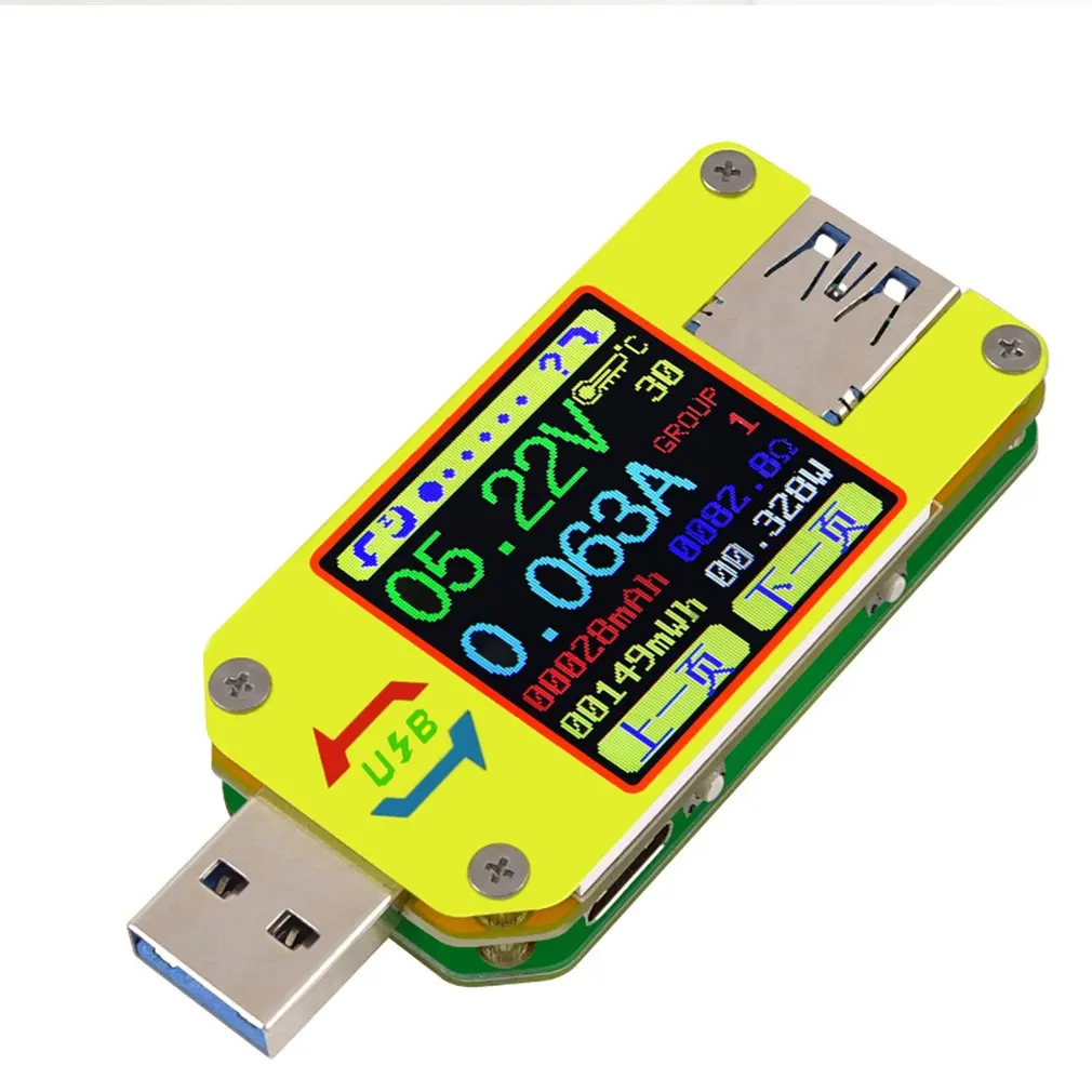 RD UM34 UM34C вольтметр usb тестер для приложения USB 3,0 тип-c DC Амперметр измеритель напряжения измеритель тока, для батареи кабель для измерения заряда