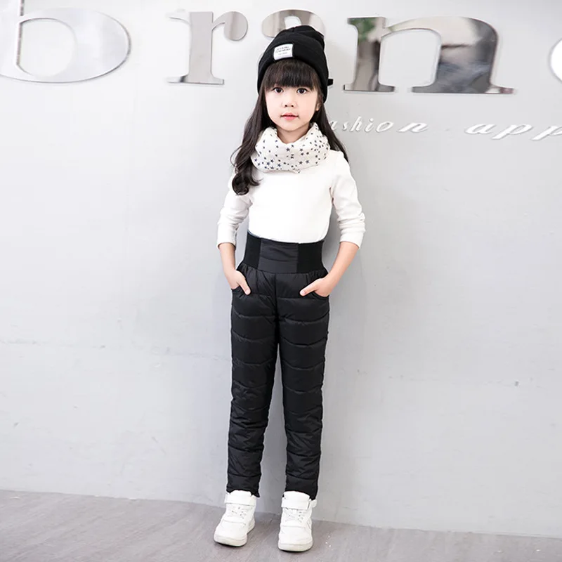 Children-s-down-pants-winter-boys-girls-Elastic-waist-Thick-warm-down-pant-outdoor-kids-Solid