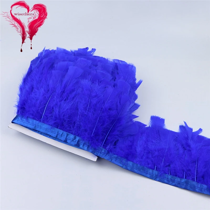 6 royal blue turkey feather trims 4