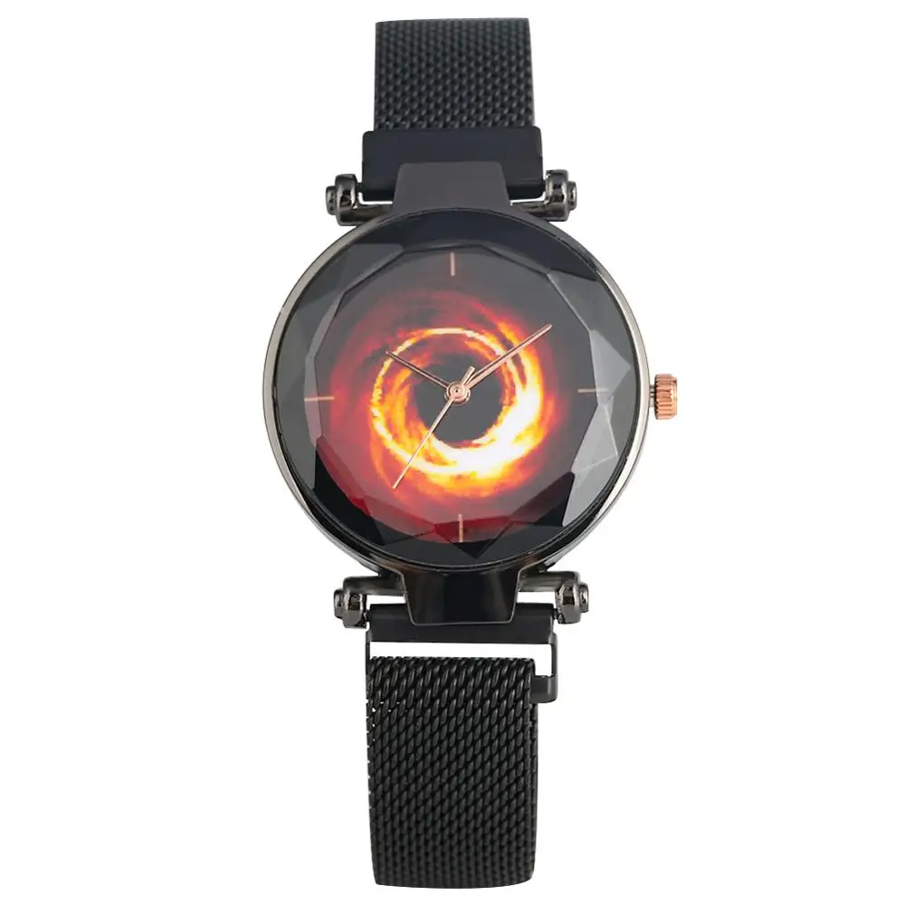 

Multi-color Lady Watch Quartz Black Hole Design Watches Women Steel Mesh Strap Durable Magnet Buckle Wristwatch rologio donna
