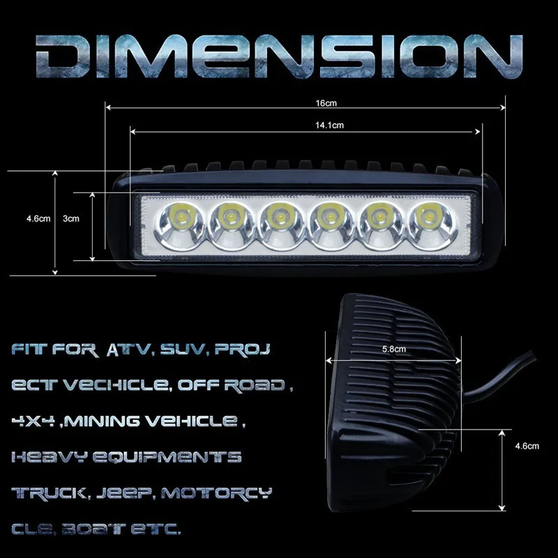 Автомобильный свет 18 Вт высокой мощности Светодиодный дневной ходовой свет резервная лампа супер яркое пятно/прожектор рабочий свет