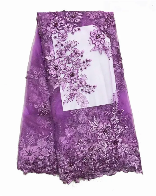 Purple Color African Lace Fabric For Wedding Dress High Quality French With Stones Fashion Nigerian j1-1 | Дом и сад