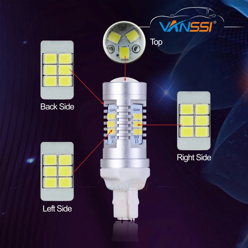 2 шт. T20 W21W WY21W 7440 светодиодный 21-SMD Автомобильный светодиодный светильник лампы Белый Янтарь DC12-24V гарантия 1 год vanssi