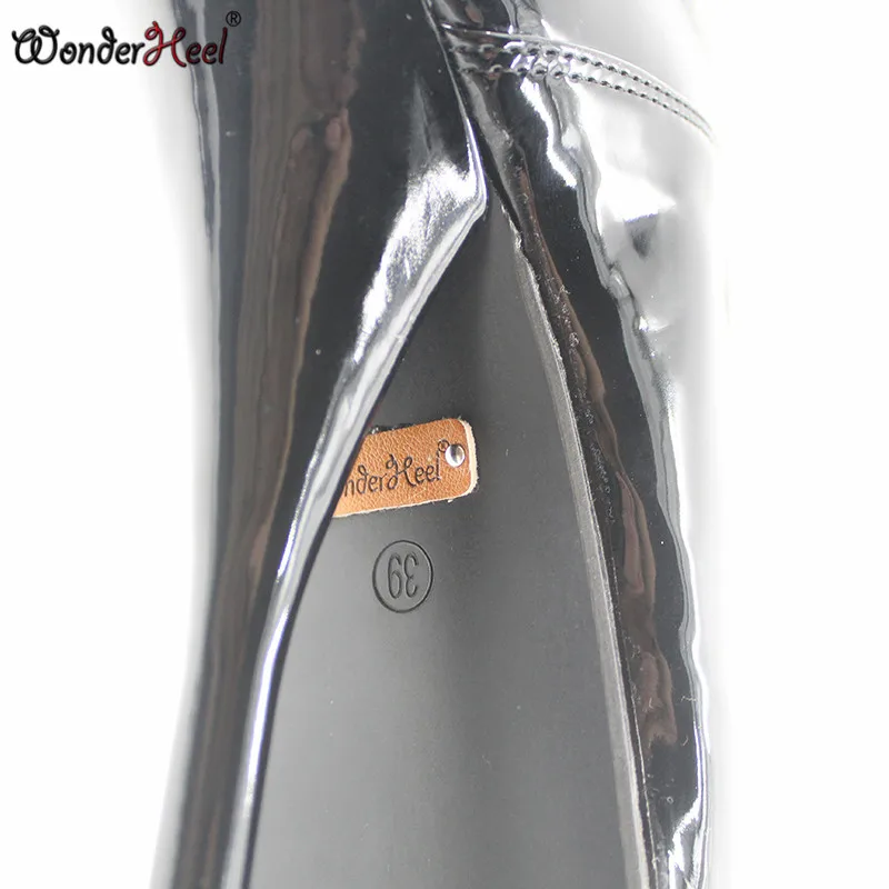 Wonderheel ультравысокий каблук 18 см шпилька черные лакированные женские высокие